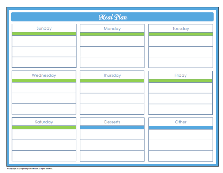 31 Days Of Home Management Binder Printables Day 24 Weekly Meal