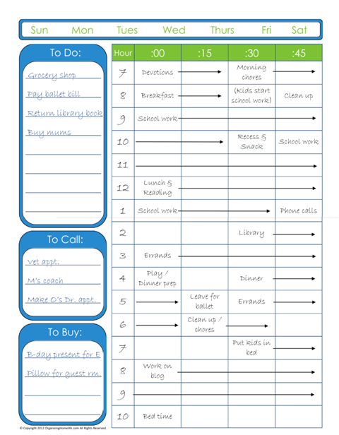 To Do List with Time Schedule ~ Editable Version - Organizing Homelife