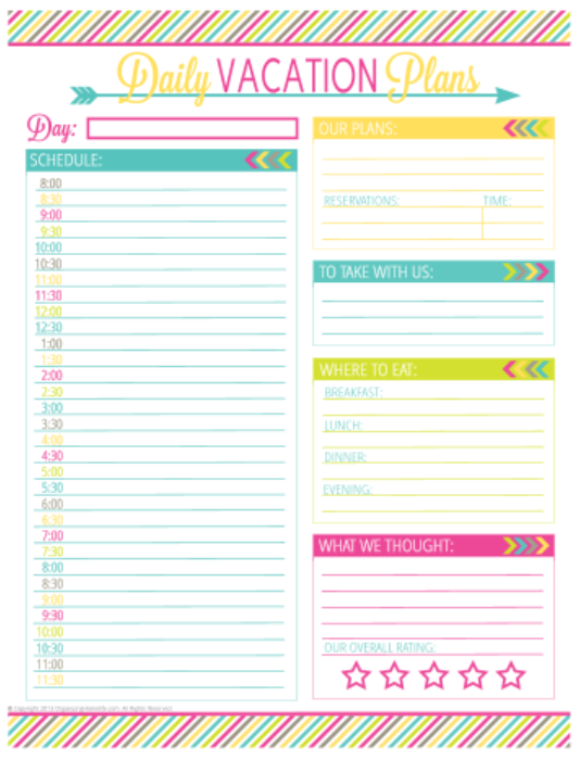 Free Printable Vacation Planner Template Printable Word Searches