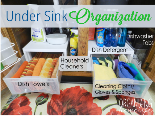 How to Organize Under Your Sink ~ Organize Your Kitchen Frugally Day 2 -  Organizing Homelife
