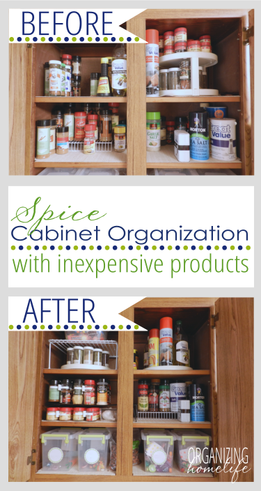 How to Organize Your Spice Cabinet ~ Organize Your Kitchen Frugally Day 3 -  Organizing Homelife