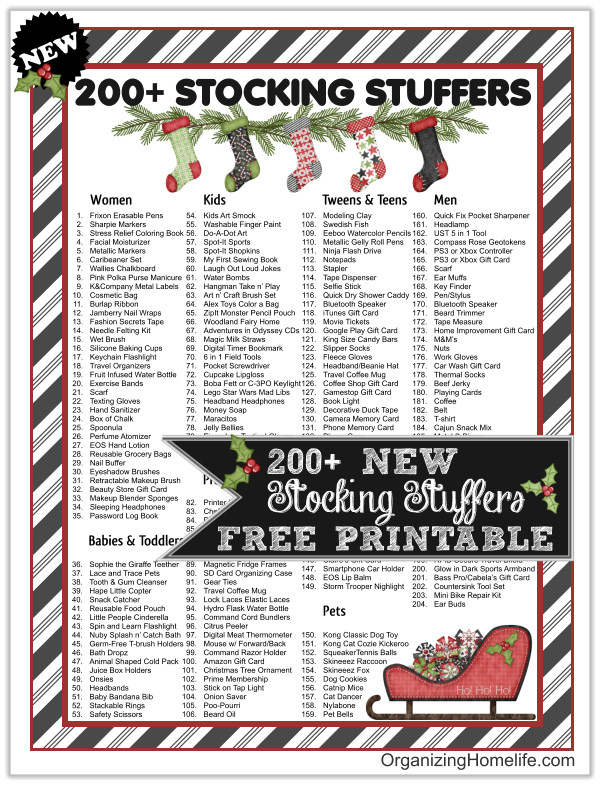 200 Stocking Stuffer Ideas for Men, Women, Teens, Boys, Girls, & Pets -  Organizing Homelife